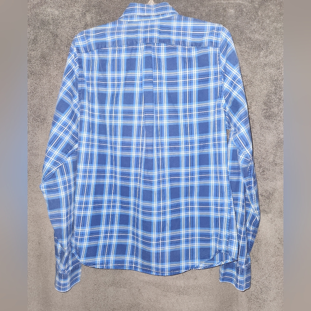 Abercrombie & Fitch Blue Plaid Casual Long Sleeve Button Down Shirt Size Large - Picture 8 of 10